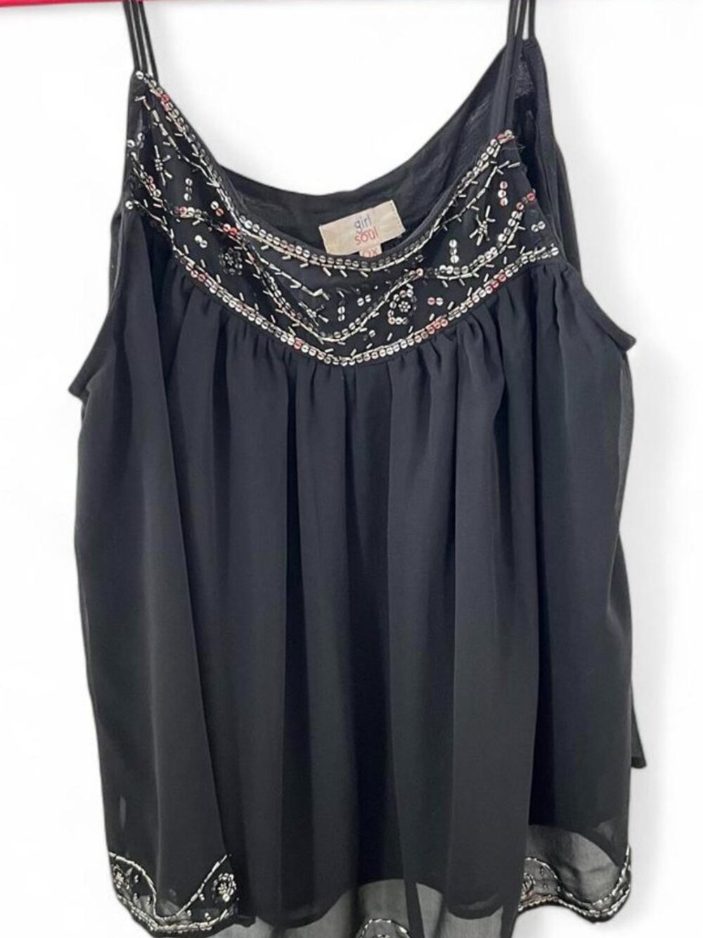 Girl Soul black chiffon camisole OX / 1X